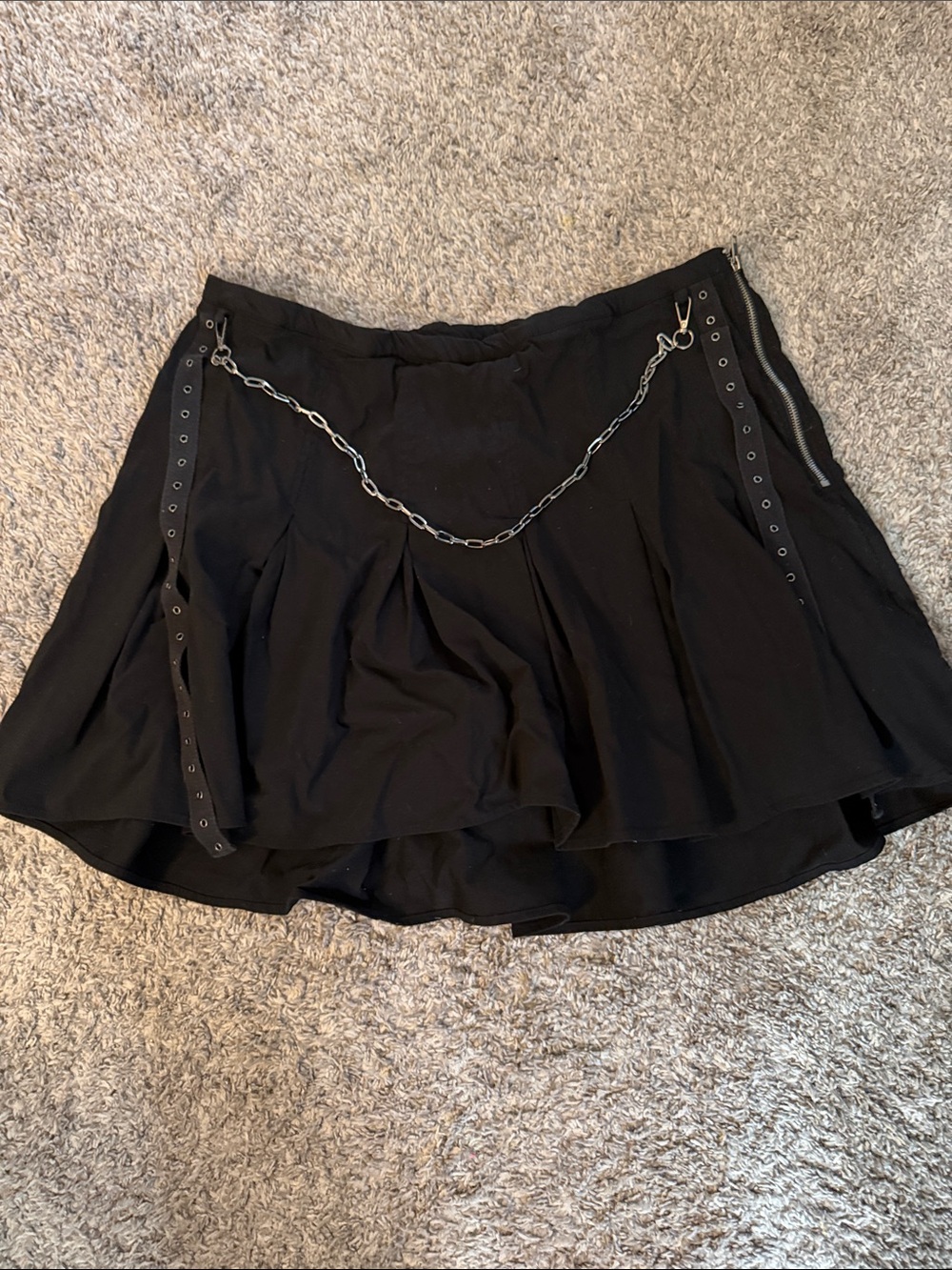 Black Chain Detail Mini Skirt